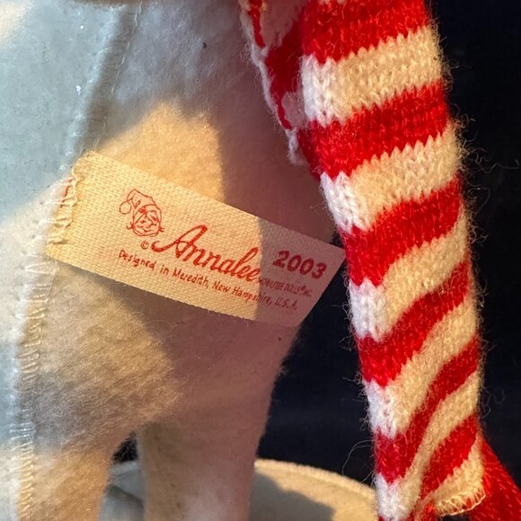 Annalee Mobilitee Snowman Skier Figurine 2003 Candy Cane Skis - Picture 7 of 9